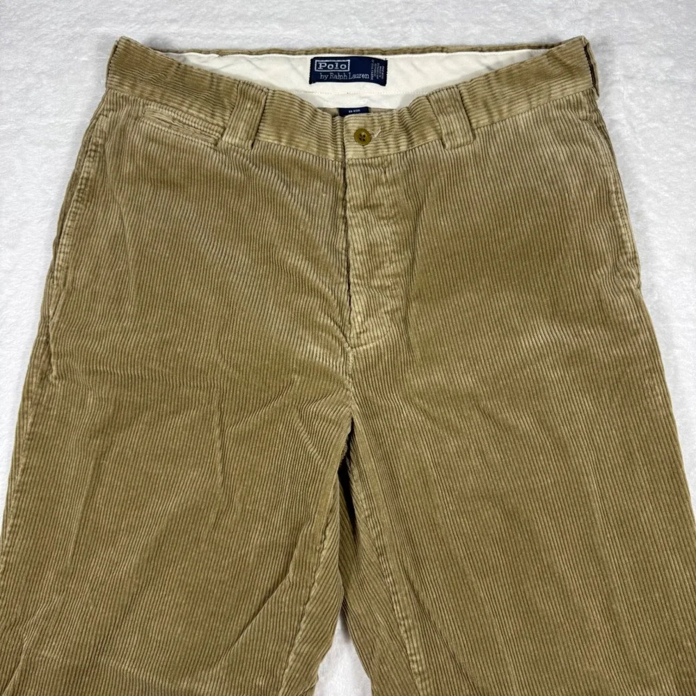 Polo Ralph Lauren Men's 35X30 Tan Corduroy‎ Pants Straight Leg Wide Wale Brown